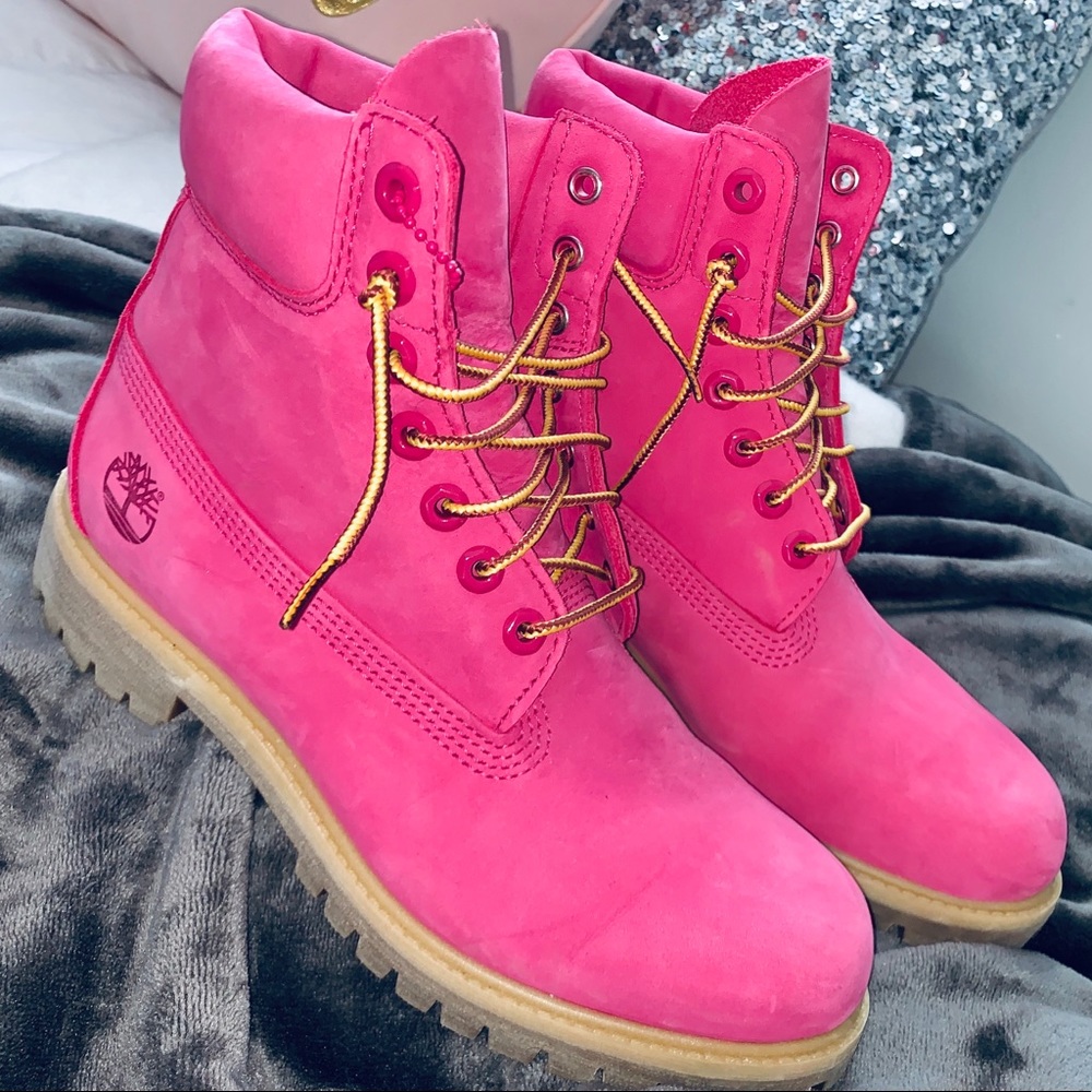 Pink Timberland boots